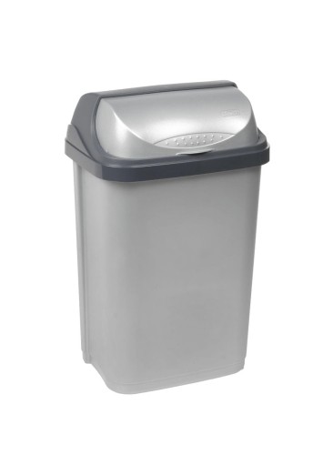 Kosz Na Śmieci Z Odchylaną Pokrywą 25 L Srebrny Keeeper