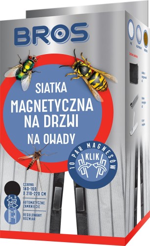 Bros Siatka Na Drzwi 160X220 Magnes Czarna