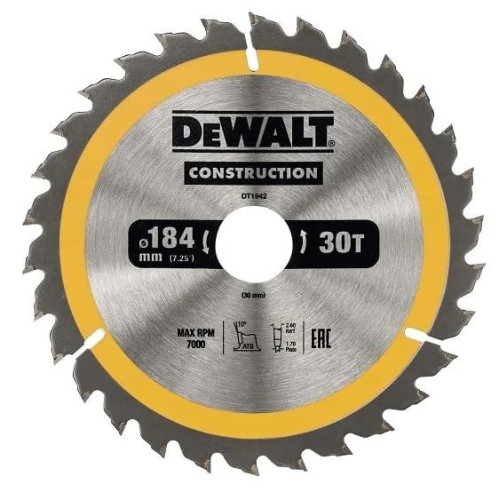 DT1942 DEWALT PIŁA TARCZOWA 184/30MM 30 ZĘBÓW
