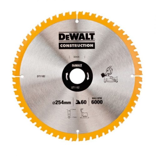 DT1182 DEWALT PIŁA TARCZOWA 254/30MM 60 ZĘBÓW