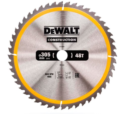 DT1959-QZ DEWALT PIŁA TARCZOWA 305/30MM 48 ZĘBÓW