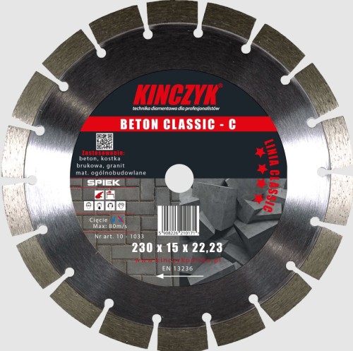 KIN10-1031 KINCZYK TARCZA DIAMENTOWA BETON CLASSIC-C 125X15X22,23