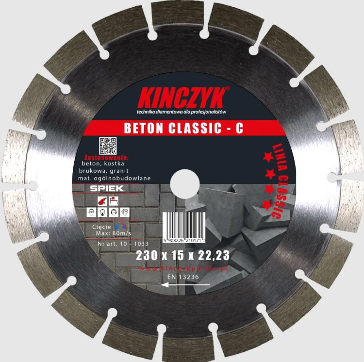KIN10-1031 KINCZYK TARCZA DIAMENTOWA BETON CLASSIC-C 125X15X22,23