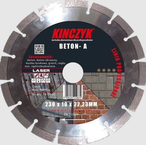 KIN14-1015 KINCZYK TARCZA DIAMENTOWA BETON-A 230X10X22,23