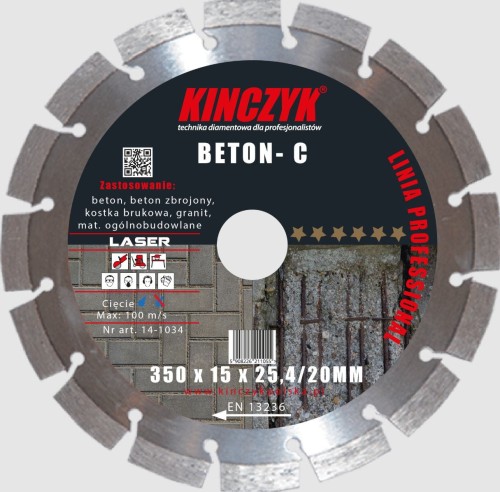 KIN14-1031 KINCZYK TARCZA DIAMENTOWA BETON-C 230x15X22,23