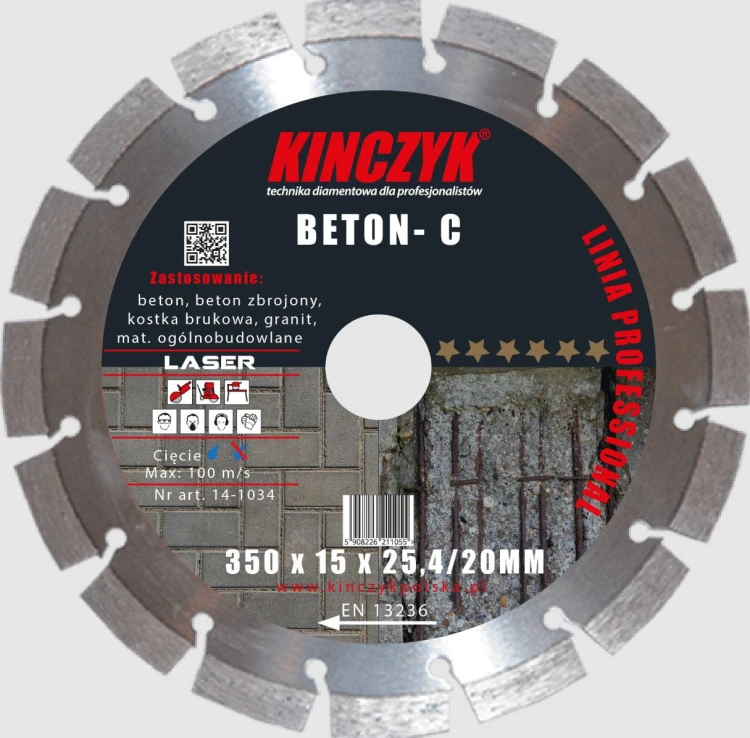 KIN14-1031 KINCZYK TARCZA DIAMENTOWA BETON-C 230x15X22,23