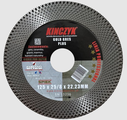 KIN19-1210 KINCZYK TARCZA DIAMENTOWA GOLD GRES PLUS 125X25/8X22,23