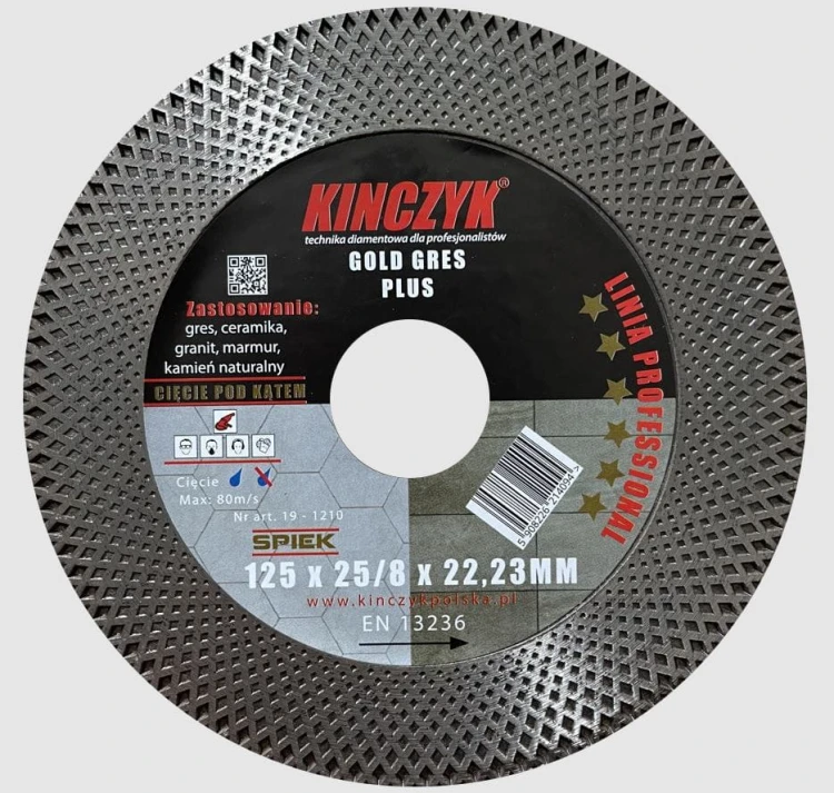 KIN19-1210 KINCZYK TARCZA DIAMENTOWA GOLD GRES PLUS 125X25/8X22,23