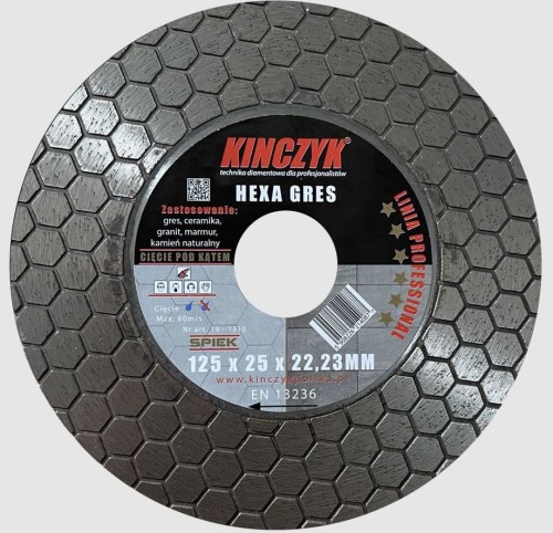 KIN19-1310 KINCZYK TARCZA DIAMENTOWA HEXA-GRES 125x25x22,23
