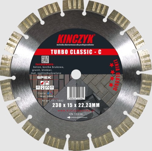KIN11-1034 KINCZYK TARCZA DIAMENTOWA TURBO CLASSIC-C 300X12X25,4/20
