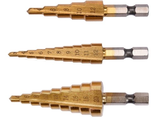 YT-44731 ZESTAW WIERTEŁ STOPNIOWYCH 3 EL. YATO YT-44731