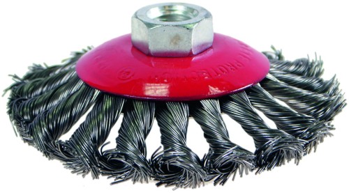 R07A0321 SZCZOTKA STOŻKOWA INOX 100MM M14 RED SKIN