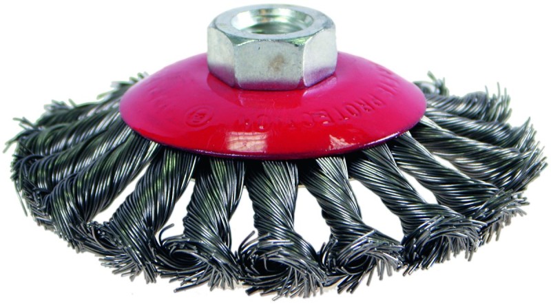 R07A0321 SZCZOTKA STOŻKOWA INOX 100MM M14 RED SKIN