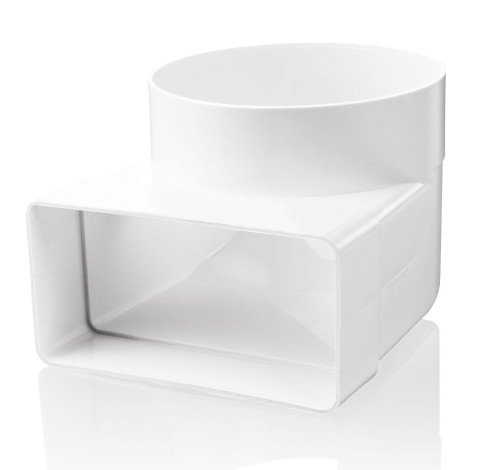KP55-8 KOLANO ŁĄCZNIKOWE 110X55 MM/FI 100 MM, 90 ST., BIAŁE
