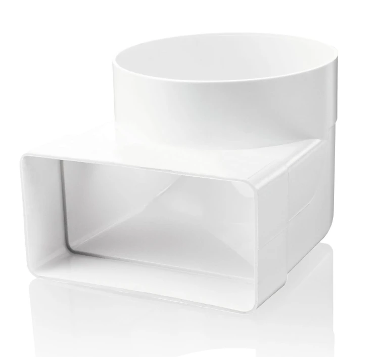 KP55-8 KOLANO ŁĄCZNIKOWE 110X55 MM/FI 100 MM, 90 ST., BIAŁE