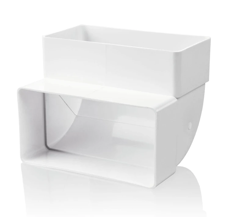 KP55-4 KOLANO POZIOME 110X55 MM, 90 ST., BIAŁE
