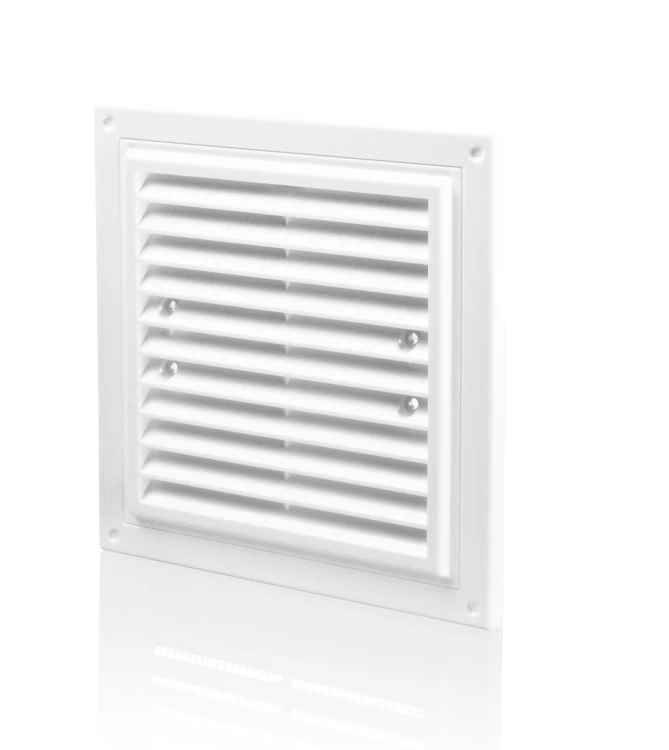 MWR1515 KRATKA WENTYLACYJNA 150X150 MM Z SIATKĄ I UCHWYTAMI MOCUJĄCYMI, BIAŁA