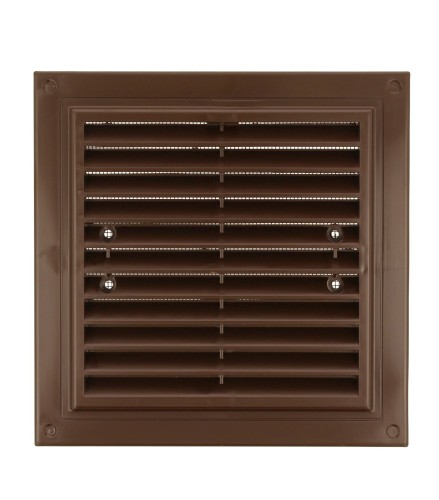 Kratka Wentylacyjna 175X175 mm Z Siatką I Uchwytami Mocującymi, Brązowa