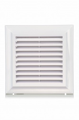 EL180A KRATKA WENTYLACYJNA 180X180 MM Z SIATKĄ I KOŁNIERZEM PROSTOKĄTNYM 138X138 MM, BIAŁA