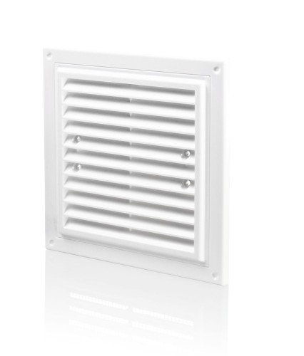 Kratka Wentylacyjna 205X205 mm Z Siatką I Uchwytami Mocującymi, Biała