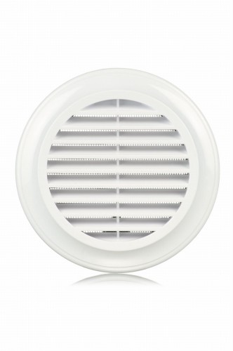Kratka Wentylacyjna Okrągła Fi 100 mm Z Siatką I Kołnierzem, Biała