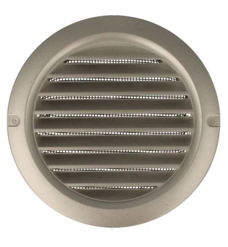 Kratka Wentylacyjna Okrągła Z Siatką I Kołnierzem Fi 100 mm, Satyna