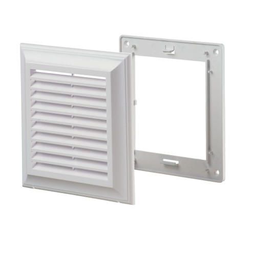Kratka Wentylacyjna Regulowana Z Siatką Bez Kołnierza 180X180 mm, Biała