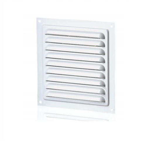 Osłona Wentylacyjna Ze Stali 150X150 mm Z Siatką, Biała