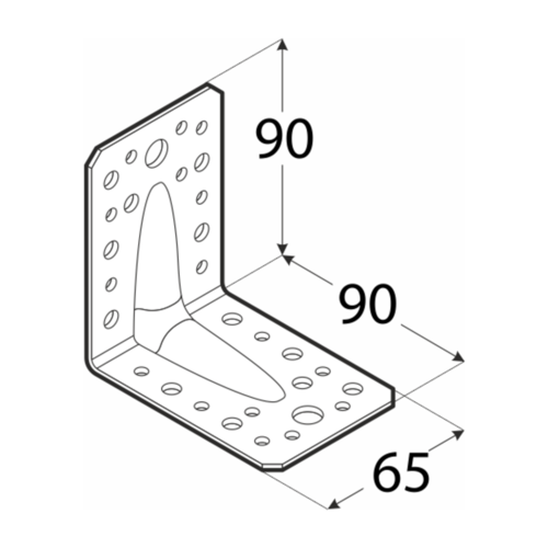 10-1032D DMX KP 1 KĄTOWNIK Z PRZETŁOCZENIEM 90X90X65X2,5 (ZN) DOMAX