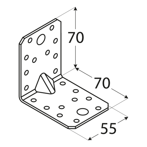 10-1030D DMX KP 4 KĄTOWNIK Z PRZETŁOCZENIEM 70X70X55X2,5 (ZN) DOMAX