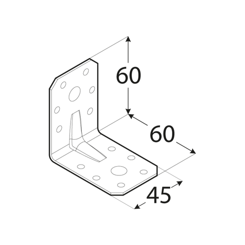10-9776 DMX KPL 6 KĄTOWNIK Z PRZETŁOCZENIEM 60X60X45X2,0 (ZN) DOMAX