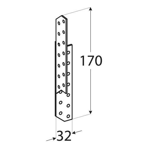 10-1067D DMX LK 2 ŁĄCZNIK 170X32X100X2,0 P (ZN) DOMAX