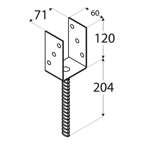 10-1184D DMX PS 70U PODSTAWA ZNG 71X120X60X4,0 (CYNK GALW.) DOMAX