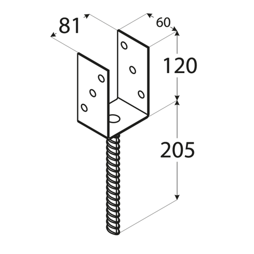 10-1185D DMX PS 80U PODSTAWA ZNO 81X120X60X4,0 (CYNK OGNIOWY) DOMAX
