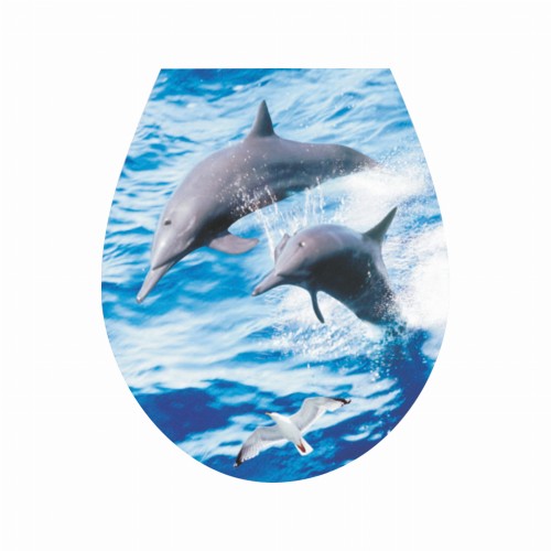 6736955 NAKLEJKA 3D NA DESKĘ SEDESOWĄ "DELFINY" TYCNER