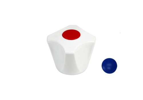 Pokrętło Białe Z Wkładką Czerwoną I Niebieską (Wieloklin 15) Tycner