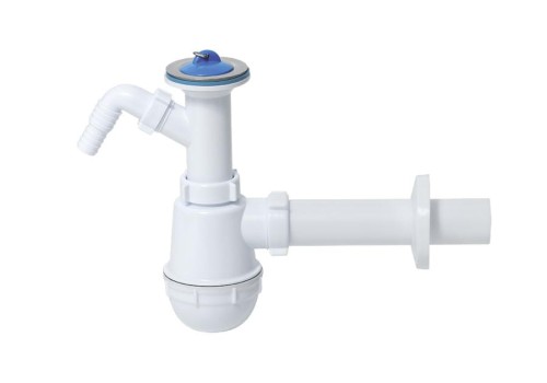 Syfon Zlewozmywakowy Pojedynczy Z Metalowym Sitkiem I Wyjściem Na Pralkę/Zmywarkę Psb Tycner