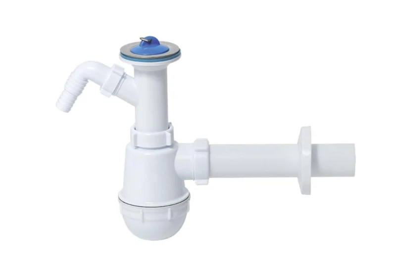 2979531 SYFON ZLEWOZMYWAKOWY POJEDYNCZY Z METALOWYM SITKIEM I WYJŚCIEM NA PRALKĘ/ZMYWARKĘ PSB TYCNER