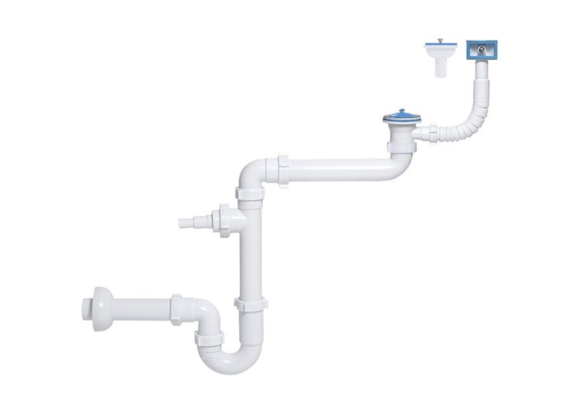 s6.1881312 SYFON ZLEWOZMYWAKOWY FI 50MM RUROWY POJEDYNCZY Z METALOWYM SITKIEM, Z WYJŚCIEM DO PRALKI/ZMYWARKI I PRZELEWEM PROSTOKĄTNYM WERTYKALNYM/HORYZONTALNYM, OSZCZEDZAJĄCY PRZESTRZEŃ TYCNER