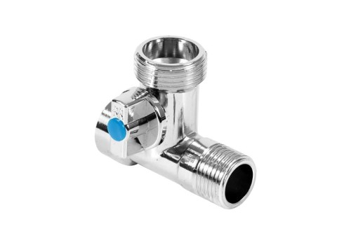 Zawór Kulowy Kątowy Trójdrożny 1/2"X1/2"X3/4" Chrom Tycner