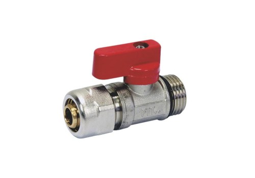 6737056 ZAWÓR KULOWY MINI 1/2"X16 PEX Z CZERWONĄ RĄCZKĄ TYCNER