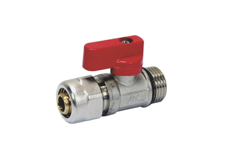 6737056 ZAWÓR KULOWY MINI 1/2"X16 PEX Z CZERWONĄ RĄCZKĄ TYCNER
