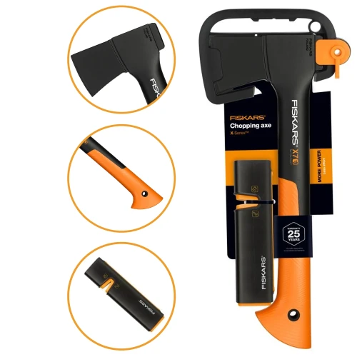 Siekiera Ciesielska Fiskars X7-XS + Ostrzałka Xsharp